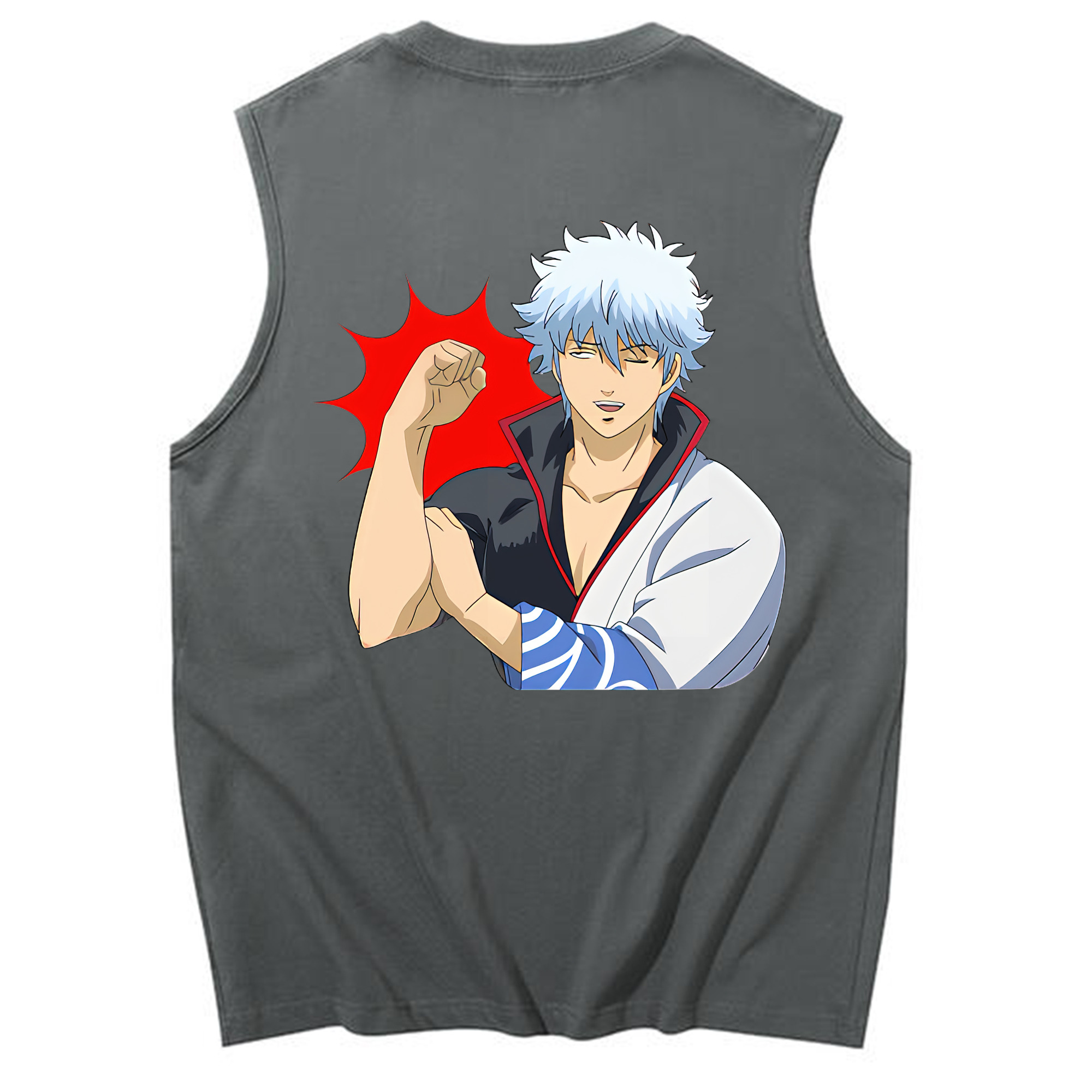 （画像用） ぎんたま 坂田銀時（さかたぎんとき） 神楽 志村新八（しむら しんぱち） GINTAMA Sakata Gintoki Kagura Shimura Shinpachi コットン100％タンクトップ（背面プリント）